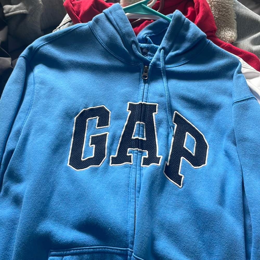 Baby blue gap zip up size large